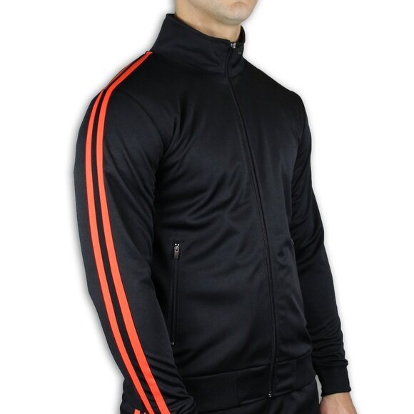 Other - Men's Track Full-Zip Athletic Jogging Top, Black/Orange